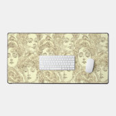 Gibson Girl viktorianisches Muster sepia Schreibtischunterlage (Tastatur & Maus)