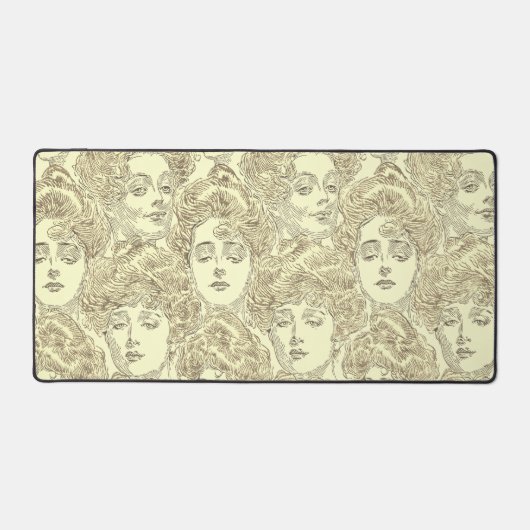 Gibson Girl viktorianisches Muster sepia Schreibtischunterlage (Vorderseite)