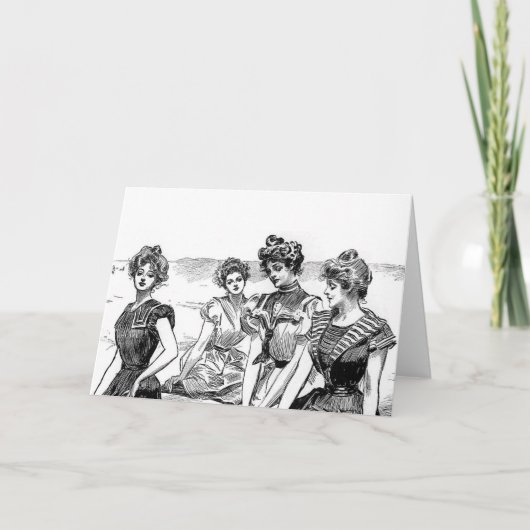 Gibson Girls am Strand Karte (Vorderseite)