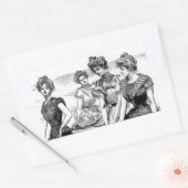 Gibson Girls am Strand Rechteckiger Aufkleber (Umschlag)