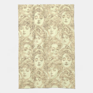 Gibson Girls Goldcreme im Vintage-Victorian-Muster Geschirrtuch