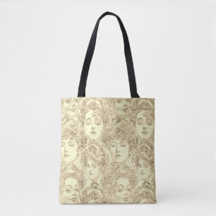 Gibson Girls goldenes Creme Vintages Muster viktor Tasche