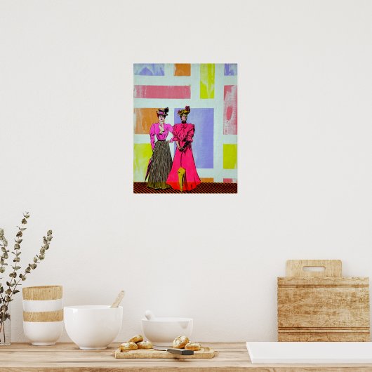 Gibson Girls in a Mondrian Pattern Poster (Küche)