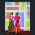 Gibson Girls in a Mondrian Pattern Poster<br><div class="desc">Gibson Girls in a Mondrian Pattern from Michael Moffa's Historic Mixed-Media Series, c1993. Original artwork: universal copyright</div>