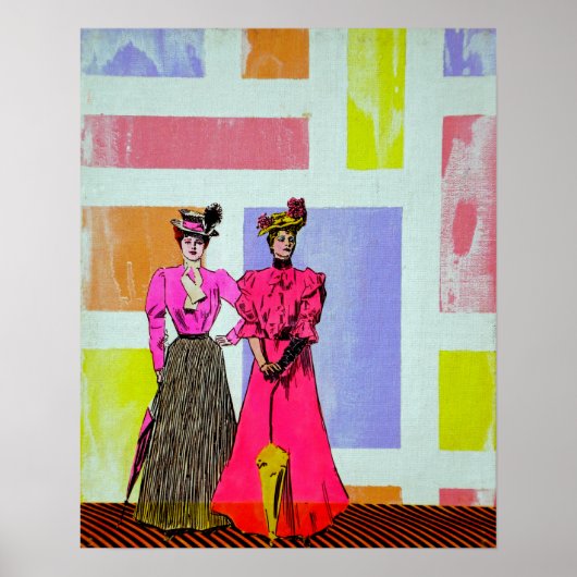 Gibson Girls in a Mondrian Pattern Poster (Vorne)
