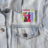 Gibson Girls in einem mondrianischen Muster Button (Beispiel)