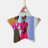 Gibson Girls in einem mondrianischen Muster Keramik Ornament (Rechts)