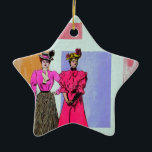 Gibson Girls in einem mondrianischen Muster Keramik Ornament<br><div class="desc">Gibson Girls in einem mondrianischen Muster von Michael Moffas Historic Mixed-Media Series,  c1993. Originale Kunstwerke: universelles Urheberrecht</div>