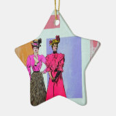 Gibson Girls in einem mondrianischen Muster Keramik Ornament (Links)