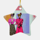 Gibson Girls in einem mondrianischen Muster Keramik Ornament (Hinten)