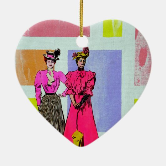 Gibson Girls in einem mondrianischen Muster Keramikornament (Hinten)