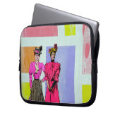 Gibson Girls in einem mondrianischen Muster Laptopschutzhülle (Vorderseite Links)