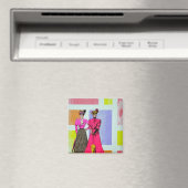 Gibson Girls in einem mondrianischen Muster Magnet (In Situ (Geschirrspüler))