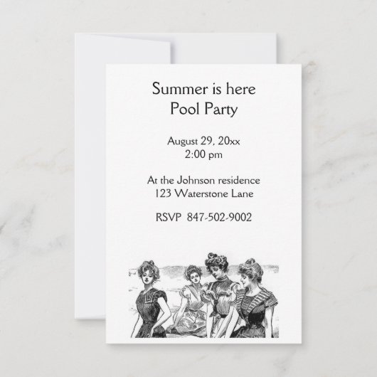 Gibson Girls Pool oder Beach Party Einladung (Rückseite)