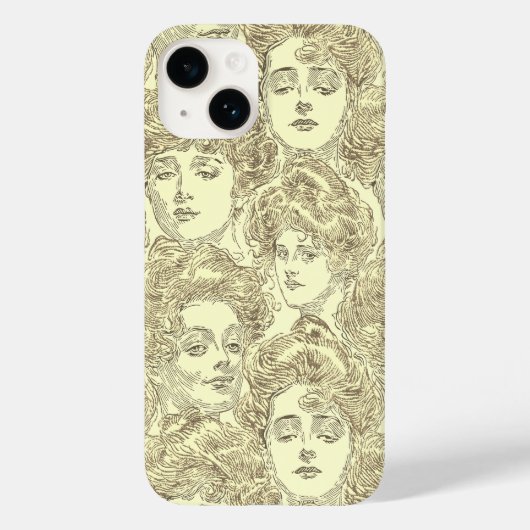 Gibson Girls viktorianisch Illustration sepia gold Case-Mate iPhone Hülle (Rückseite)