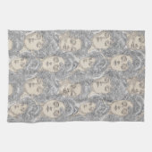 Gibson Girls viktorianischer grauer Pfirsich Vinta Geschirrtuch (Horizontal)
