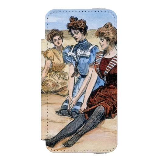 Gibson-Mädchen auf dem Strand, 1900 Incipio iPhone Geldbeutel-Hülle (Folio Vorderseite)