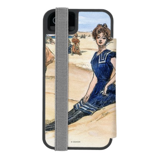 Gibson-Mädchen auf dem Strand, 1900 Incipio iPhone Geldbeutel-Hülle (Folio Rückseite)