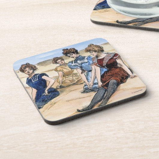 Gibson-Mädchen auf dem Strand, 1900 Untersetzer (Linke Seite)