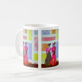Gibson-Mädchen in einem Mondrian Muster Kaffeetasse (Vorderseite Links)