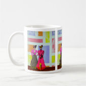 Gibson-Mädchen in einem Mondrian Muster Kaffeetasse (Links)
