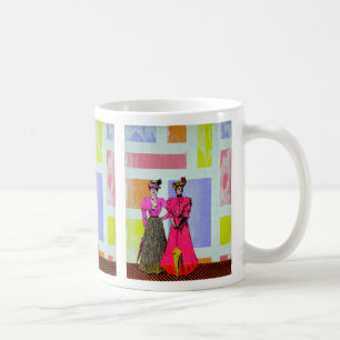 Gibson-Mädchen in einem Mondrian Muster Kaffeetasse
