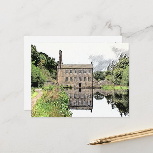 Gibson Mill: Artistic Pencil Sketch Postkarte (Vorderseite/Rückseite Beispiel)