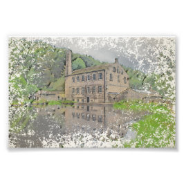 Gibson Mill, Hardcastle Crags Aquarell-Kunstwerk Fotodruck