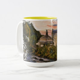 Gibson Mill, Hardcastle Crags Aquarell-Kunstwerk Zweifarbige Tasse