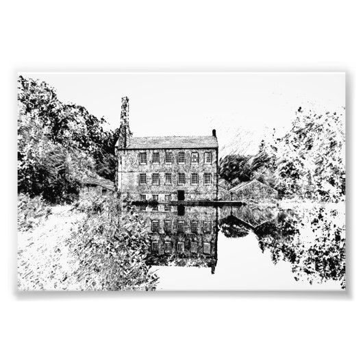 Gibson Mill Hebden Bridge - Vintage Charcoal Style Fotodruck (Vorne)