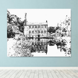 Gibson Mill Hebden Bridge - Vintage Charcoal Style Leinwanddruck