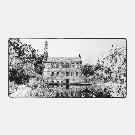 Gibson Mill Hebden Bridge - Vintage Charcoal Style Schreibtischunterlage (Vorderseite)