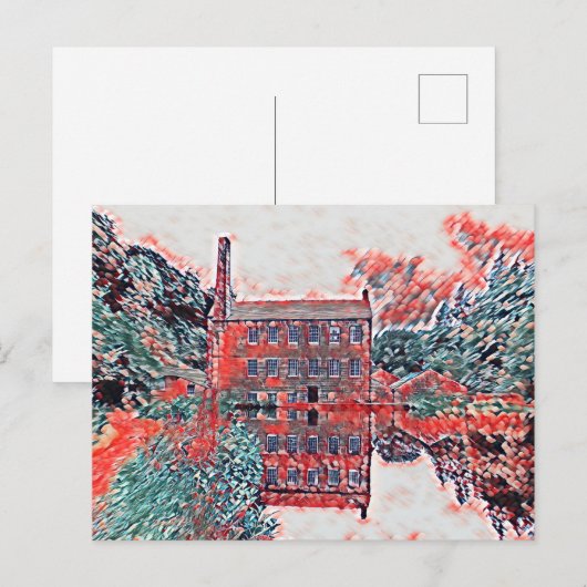 Gibson Mill Red Impressionist Sketch Feiertagspostkarte (Vorne/Hinten)