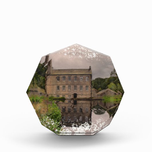 Gibson Mill Reflection - Distressed Watercolour Fotoblock (Vorderseite)