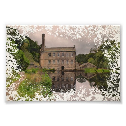 Gibson Mill Reflection - Distressed Watercolour Fotodruck (Vorne)