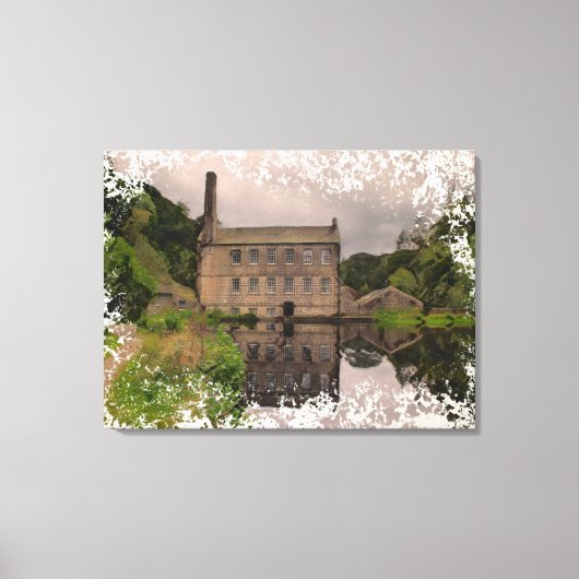 Gibson Mill Reflection - Distressed Watercolour Leinwanddruck (Vorderseite)
