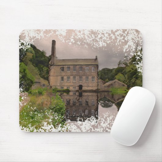 Gibson Mill Reflection - Distressed Watercolour Mousepad (Mit Mouse)