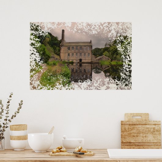 Gibson Mill Reflection - Distressed Watercolour Poster (Küche)