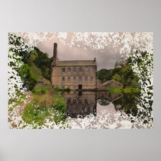 Gibson Mill Reflection - Distressed Watercolour Poster (Vorne)