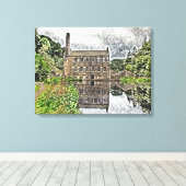 Gibson Mill Reflection - Hardcastle Crags Leinwanddruck (Insitu (Holzboden))