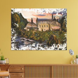 Gibson Mill Sunset Oil Painting Style Leinwanddruck