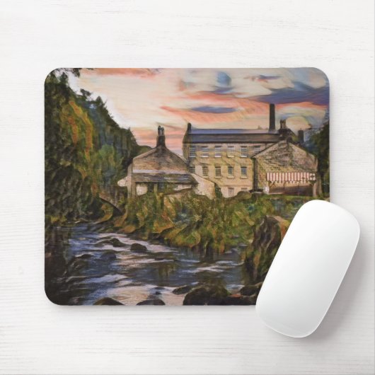 Gibson Mill Sunset Oil Painting Style Mousepad (Mit Mouse)