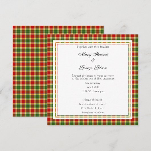 Gibson Scottish Wedding Square Einladung (Vorne/Hinten)