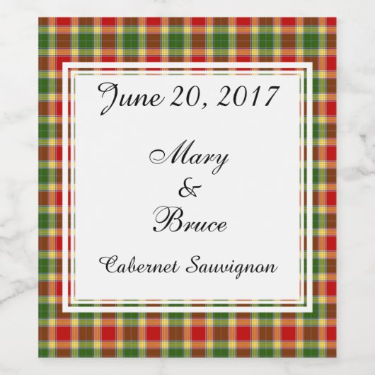 Gibson Scottish Wedding Wine Label Weinetikett (Einzelnes Label)