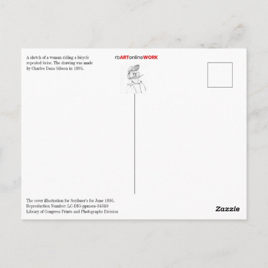 Gibson's Girl Riding A Bicycle Postkarte (Rückseite)
