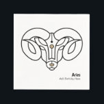 Gibt den personalisierten Ramm ab Serviette<br><div class="desc">Feiern Sie Ihr nächstes zodiakisches Geburtstagsfest für Aries the Ram in modernem Gold und Schwarz. Aries Astrologie zodiac Sternzeichen Horoskop schwarz und goldstilisiert Widder mit zodiac Sternzeichen in einem stilvollen schwarzen Schriftart. Ein einzigartiges Geburtstagsfest zum Thema Tischgesicht für jemanden, der einen Geburtstag unter dem Feuerzeichen von Widmen feiert - März...</div>