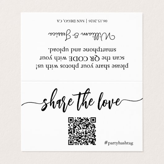 Gibt den QR-Code der Liebe Wedding Fotos weiter Visitenkarten (Außenseite Aufgefaltet)
