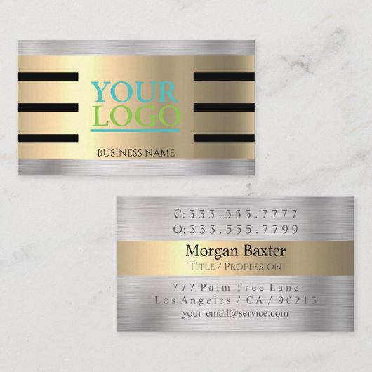 GIBT IHNEN IHR Logo Yel Gold & Silver Blk. Streife Visitenkarte (Vorne/Hinten)