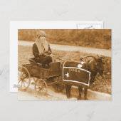 Giddy up, Billy! Vintages Ziegenmädchen in Wagon Postkarte (Vorne/Hinten)