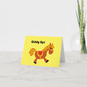 Giddy Up Brown Saddle Horse, Niedlicher Kid's Cart Karte